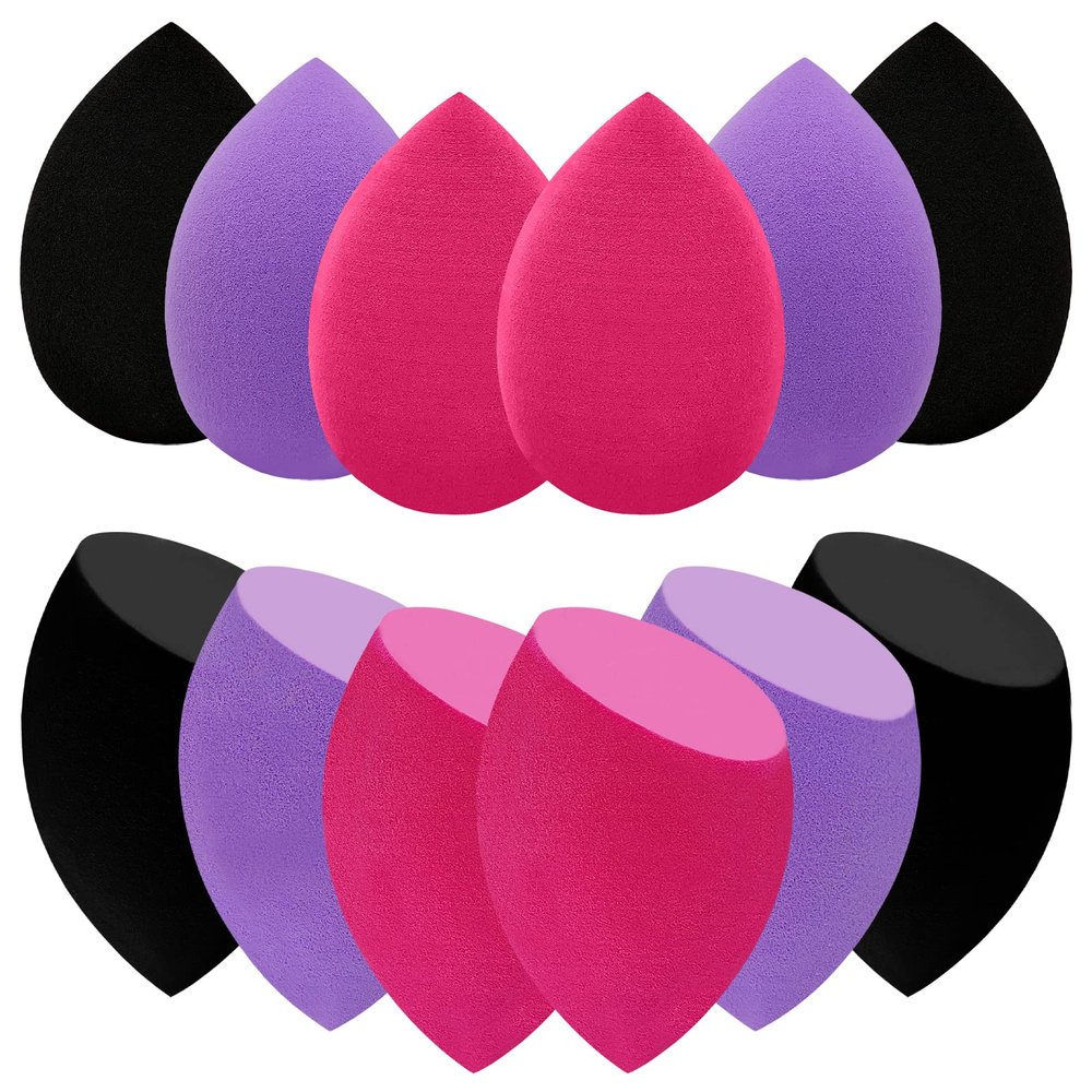 12 Pieces Professional Makeup Sponge Set,Latex Free Flawless Soft Setting Face Puffs,Multicolor Makeup Blending Sponge Cosmetic Applicator for Powder,Liquid,Facial Makeup Tools