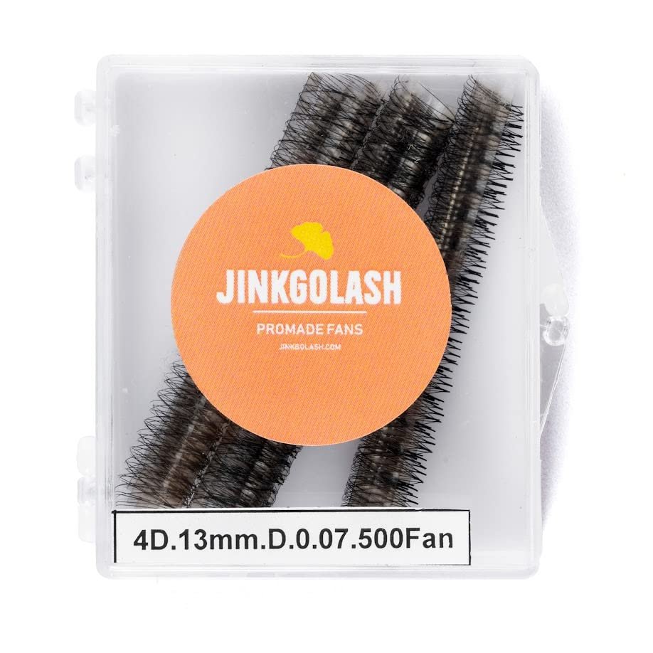 JINKGOLASH 500 Eyelash Extension Promade 4D to 16D Not Premade, Ultra Lash Fans 0.03/0.05/0.07mm Thickness, C D Curl Lashes, 8 - 16mm Length for Easy Volume Individual Eyelash Extensions Clusters DIY(4D-0.07-D (8mm))