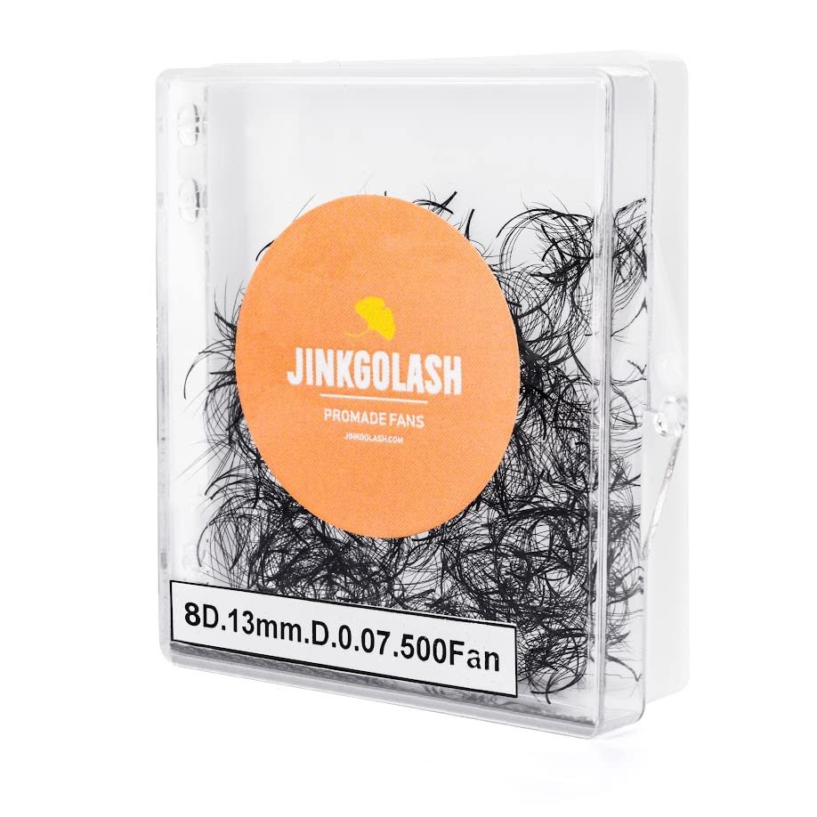 JINKGOLASH 500 Promade Eyelash Extension From 3D to 16D, Loose Lash Fans 0.03/0.05/0.07mm Thickness, C D Curl Lashes, 8 - 16mm Length for Easy Volume Individual Eyelash Extensions Clusters DIY (8D-0.05-C (15mm))