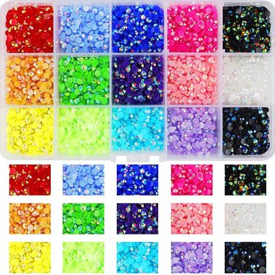LIUDAMAI 18000pcs (3.4.5mm) 5D Nail Rhinestone DIY Flat Bottom Kit Phone Case Accessories Jelly Flatback AB Jelly Kit AB Rhinestones for Nail Design Charms Gem(5MM5500PC)