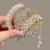 LAKEMON Zircon Pearls Tassel Ponytail Holder Hair Claws, Fashion Meatball Head Hair Ponytail Buckle, Rhinestone Hair Styling Claws, Women's Shining Headband Hair Circle (3Pcs) view 1