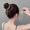 LAKEMON Zircon Pearls Tassel Ponytail Holder Hair Claws, Fashion Meatball Head Hair Ponytail Buckle, Rhinestone Hair Styling Claws, Women's Shining Headband Hair Circle (3Pcs) view 3