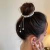 LAKEMON Zircon Pearls Tassel Ponytail Holder Hair Claws, Fashion Meatball Head Hair Ponytail Buckle, Rhinestone Hair Styling Claws, Women's Shining Headband Hair Circle (3Pcs) view 4