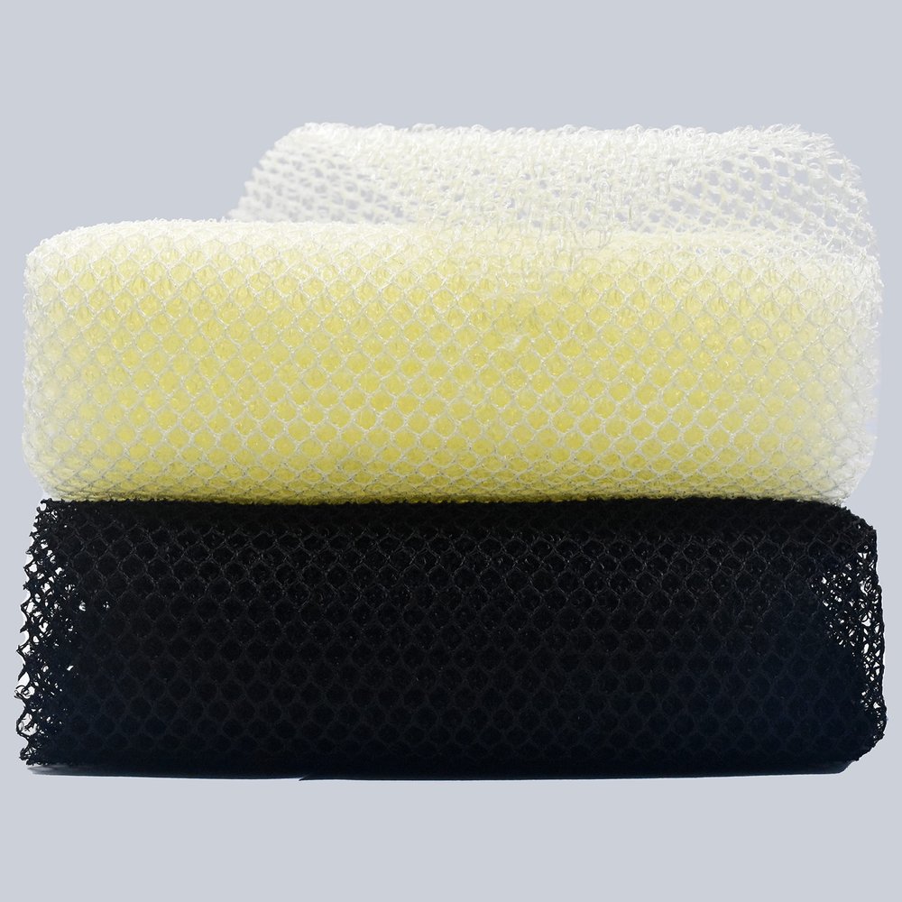 2 Piece African Exfoliating Net for Body - African Shower Sponge Scrubber (Black, Beige)
