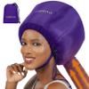 Bonnet Hair Dryer Attachment w/A Headband Integrated That Reduces Heat Around Ears & Neck - Diffuser Cap for Hair Dryer Curly Hair, Speeds Up Drying Time, Deep Conditioning at Home - Large (Purple) view 1