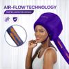 Bonnet Hair Dryer Attachment w/A Headband Integrated That Reduces Heat Around Ears & Neck - Diffuser Cap for Hair Dryer Curly Hair, Speeds Up Drying Time, Deep Conditioning at Home - Large (Purple) view 3