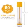 LotFancy Lip Balm Tubes Empty, 60PCS 5.5ml (3/16 Oz), Clear Lip Balm Container Tubes with Yellow Caps, BPA Free & Leak Free, Refillable view 2