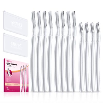SINAHET Dermaplaning Tool (12 Count), Professional Face Razors for Women, Facial and Eyebrow Hair Removal, Gentle Skin Exfoliation Blade
