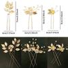 6 Pieces Bridal Wedding Hair Pins Gold Leaf Crystal Pearl Hair Pins Clips Headpiece Vintage Wedding Hair Accessories Jewelry with Rhinestone for Brides Bridesmaids Flower Girls (Lovely) view 3