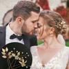 6 Pieces Bridal Wedding Hair Pins Gold Leaf Crystal Pearl Hair Pins Clips Headpiece Vintage Wedding Hair Accessories Jewelry with Rhinestone for Brides Bridesmaids Flower Girls (Lovely) view 4