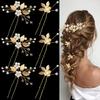 6 Pieces Bridal Wedding Hair Pins Gold Leaf Crystal Pearl Hair Pins Clips Headpiece Vintage Wedding Hair Accessories Jewelry with Rhinestone for Brides Bridesmaids Flower Girls (Elegant) view 1