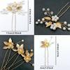 6 Pieces Bridal Wedding Hair Pins Gold Leaf Crystal Pearl Hair Pins Clips Headpiece Vintage Wedding Hair Accessories Jewelry with Rhinestone for Brides Bridesmaids Flower Girls (Elegant) view 3