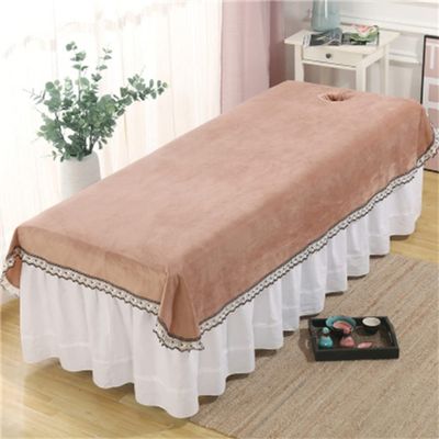 Soft Beauty Salon Spa Sheet with Face Hole Massage Table Cover Sheet Solid Color Lace Side Spa Massage Treatment Table Bed Cover Beauty Bedsheet-B 31x75inch(80x190cm)