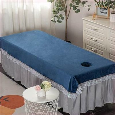 Beauty Bed Sheet Cover with Face Hole Beauty Couch Cover for Massage Tables Bed Treatment Lace Side Massage Fitted Sheet Solid Color SPA Massage Table Cover for Spa Bed-G 47x87inch(120x220cm)
