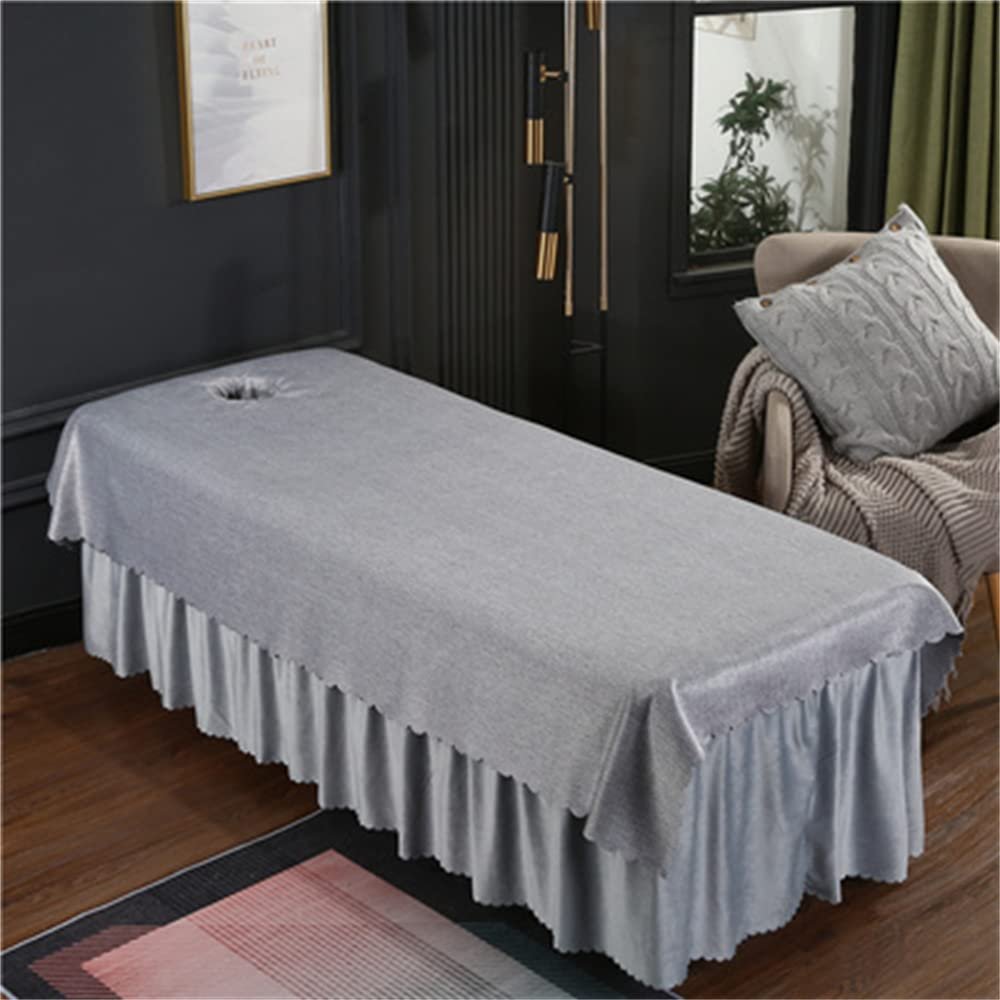 Bed Sheet Cover Beauty Salon Spa Sheet with Face Hole Massage Sheet Cover Solid Color Massage Table Cover Sheet Soft Beauty Couch Cover for Massage Tables Bed Treatment-C 31x83inch(80x210cm)