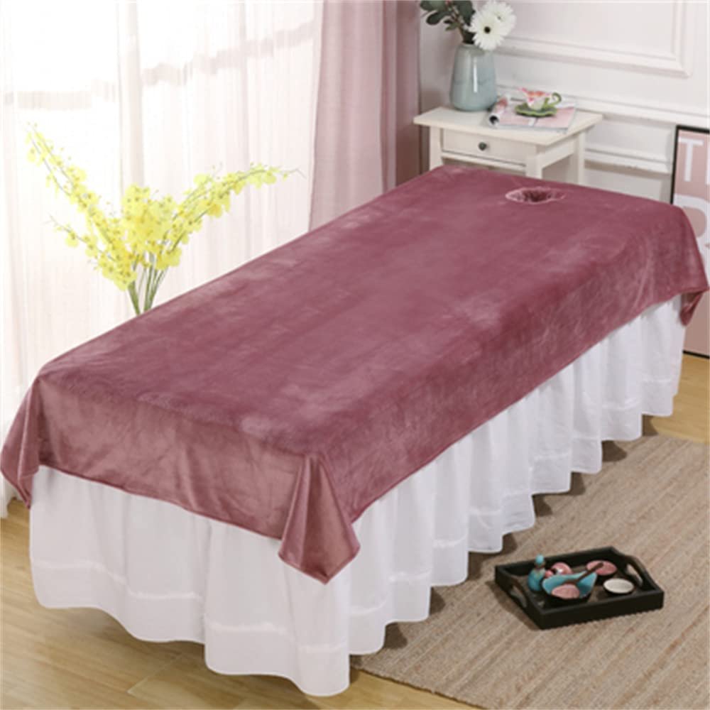 Beauty Bed Sheet Cover with Face Hole Beauty Salon Massage Cover Soft Massage Table Cloth Salon Couch Sheet Solid Color Salon Bed Sheet Cover for Massage Table-C 49x89inch(125x225cm)