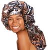 DONNA Braid Bonnet 1pc Satin Bonnet Hair Bonnet Removable & Reversible Bow Tie for Women with Long Braids, Shower Cap for Women, Dreadlock, Long Twist, Long Ponytails with MULTI ANIMAL Pattern view 1