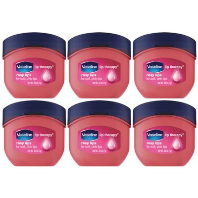 Vaseline Lip Therapy Rosy Lips 6-Pack Moisturizing Lip Balm for Very Dry Lips in Mini Jars, 0.25 Oz Ea
