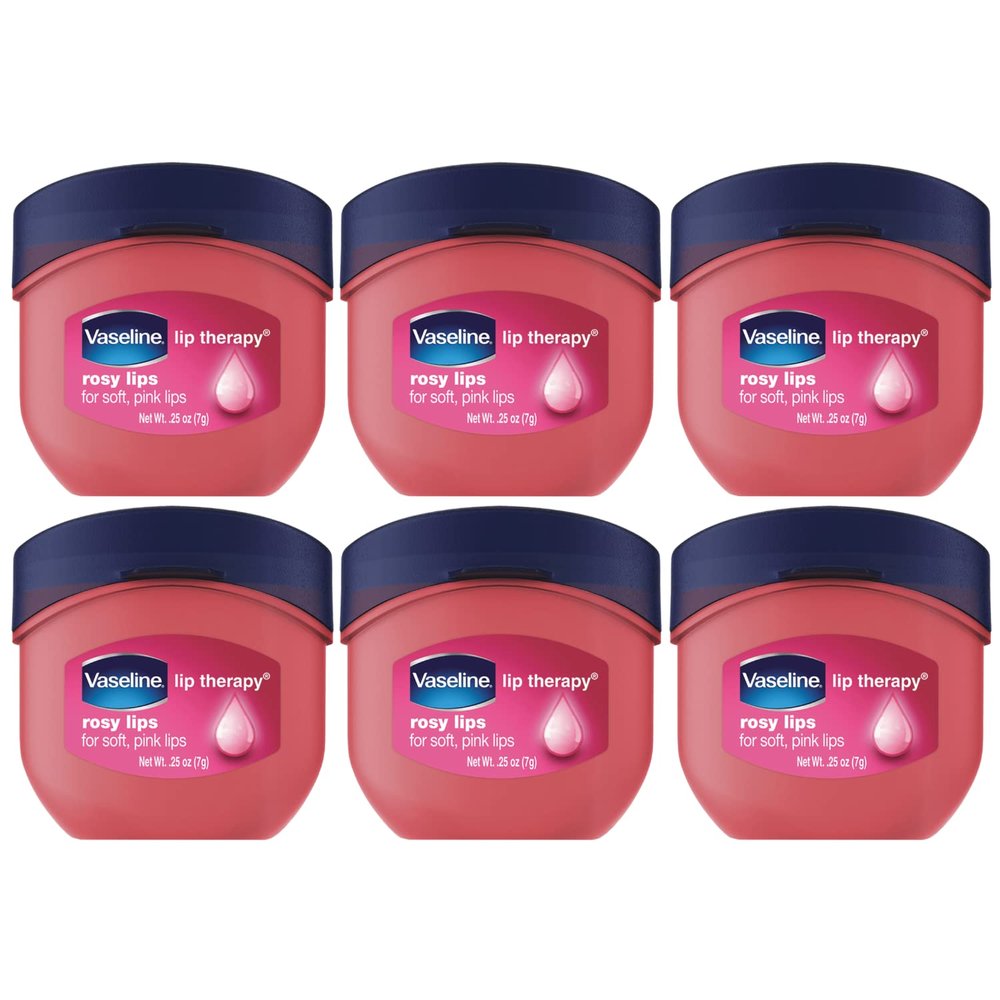 Vaseline Lip Therapy Rosy Lips 6-Pack  Moisturizing Lip Balm for Very Dry Lips in Mini Jars, 0.25 Oz Ea