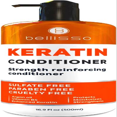 Keratin Conditioner Sulfate and Paraben Free Deep Treatment for Dry, Damaged Hair - Salon Formula - For Curly, Color Treated, Straight and Frizzy Hair for Women and Men to Repair Split Ends