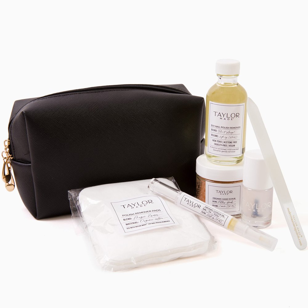 TAYLOR MADE Polish Organic Luxury Manicure Set | Organic & Safe | Time Saving | DIY Nails at Home | Gift for Her | Non-toxic | Natural Nails | Vegan | Cruelty-free | Paraben-free (Black)