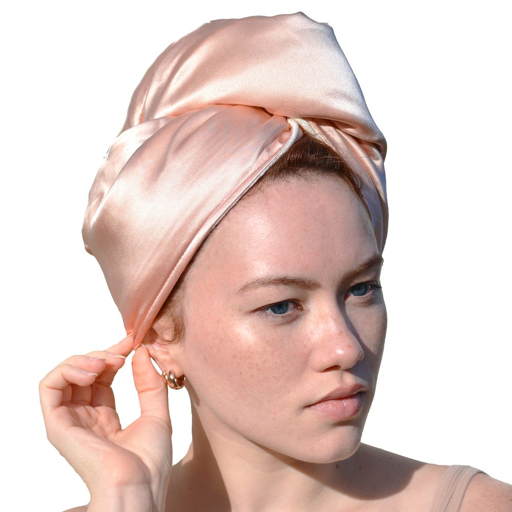 Cool Mom's Closet Pure Silk Hair Towel | Silk & Bamboo Viscose Cotton Blend | Absorbent & Frizz-Free | Handmade in FL