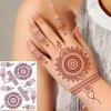 PPVWEY 10 Sheets Henna Tattoos Temporary Stickers 10Pcs Brown Tattoo Templates Women Body Art Stickers for Wedding Party(10pcs Brown) view 2