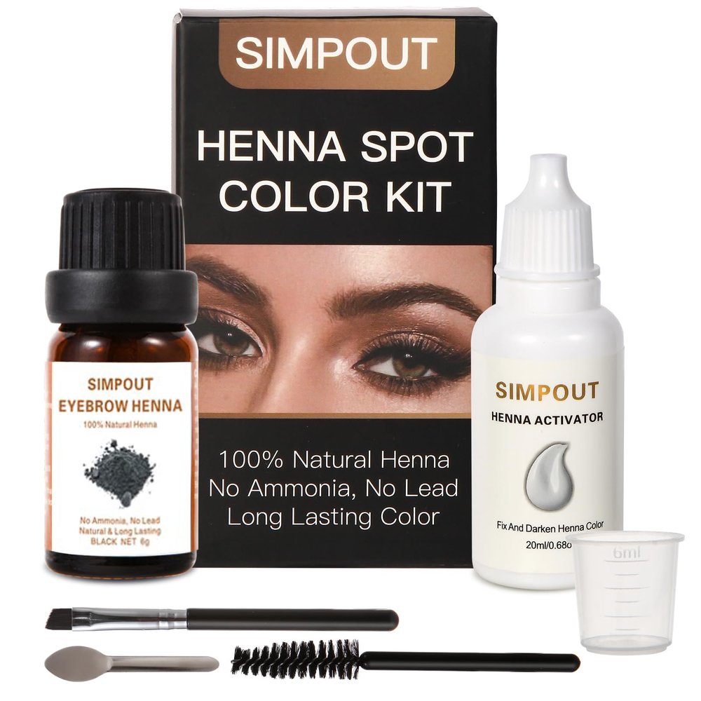 Simpout Henna Kit, Black - Pure Natural, Water and Smudge Proof, Professional Spot Henna for Hair, Easy to Use, Long-lasting, Full Gray Coverage, Salon Grade, Vegan, Cruelty-free, for Home and Salon