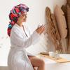 DONNA Braid Bonnet 1pc Satin Bonnet Hair Bonnet Removable & Reversible Bow Tie for Women with Long Braids, Shower Cap for Women, Dreadlock, Long Twist, Long Ponytails with LEOPARD Pattern view 2