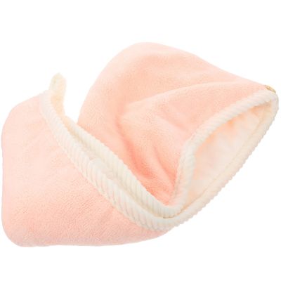 Beavorty Hair Drying Towel Wrap Ultra Absorbent Coral Fleece Cap for Fast Drying Hair Easy to Use Button Design for Reducing Frizz and Breakage for Bathing and Daily Care