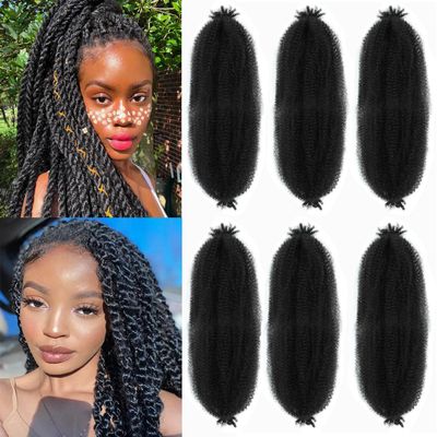 16Inch Afro Twist Hair 6Packs Springy Afro Twist Hair Crochet Braiding Hair (16 Inch (Pack of 6), 1B)