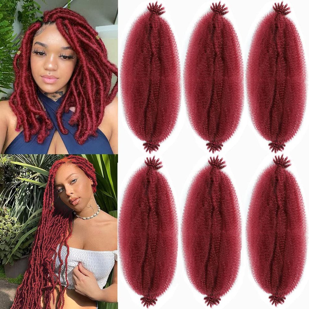 16Inch 6Packs Afro Twist Hair Pre Separated Springy Afro Twist Hair Crochet Braiding Hair (16 Inch (Pack of 6), BUG)  