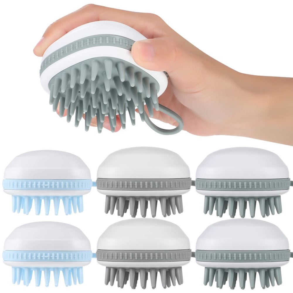 SOLUSTRE 6pcs Scalp Brush Portable Scalp Exfoliator for Deep Cleaning Itch Relief Hair Growth for Shower Hair Care and Pet Grooming