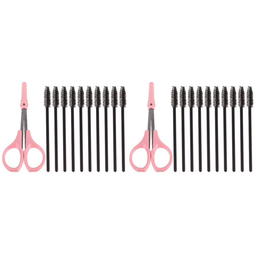 FRCOLOR 2 Sets 11pcs Makeup Eyelash Scissors Combs Eyebrow Trimmer Set Beauty Tools for Lash Separation