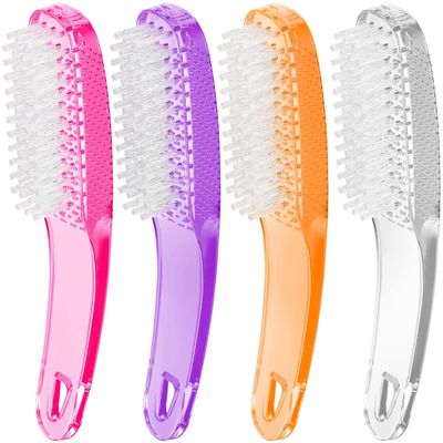 Larbois Nail Brush for Cleaning Fingernails, 4Pack Handle Grip Nail Brushes Fingernail Brush for Cleaning Nail Scrub Brush for Toes and Nails Women Men (Color1)