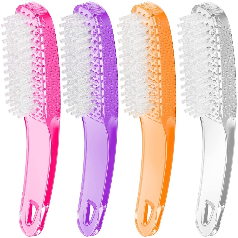 Larbois Nail Brush for Cleaning Fingernails, 4Pack Handle Grip Nail Brushes Fingernail Brush for Cleaning Nail Scrub Brush for Toes and Nails Women Men (Color1)