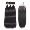 10A Straight Bundles with Closure Human Hair (24 26 28 + 22) Brazilian Straight Human Hair Bundles with Closure 100% Unprocessed Virgin Remy Straight Hair Weave 3 Bundles with Closure view 2