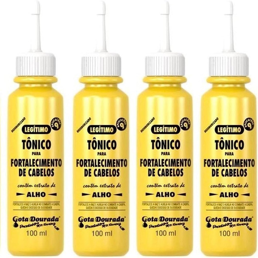 Gota Dourada Extraordinario Tonico para Fortalecimento de cabelos (hair tonic with garlic extract) Pack of 04, 100ml