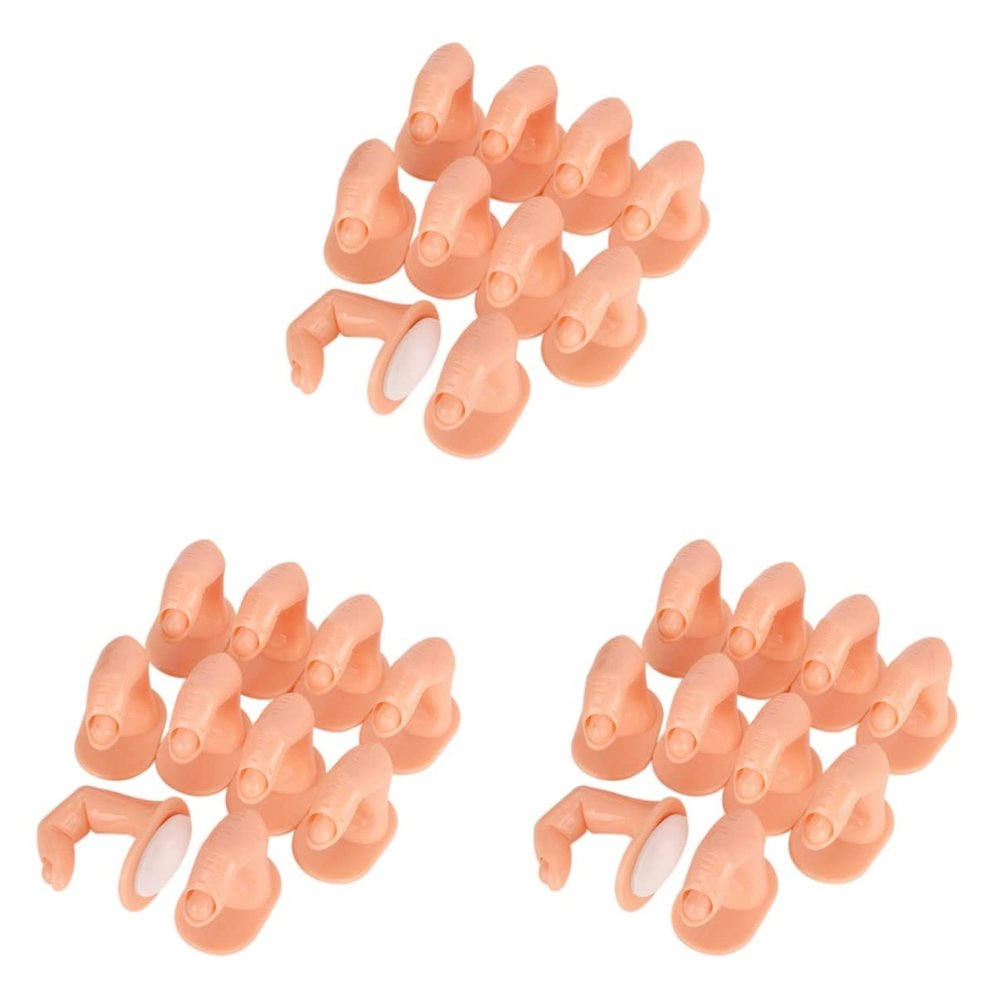 FRCOLOR 3sets Nail Art Practice Training Hand Manicure Training Stand No Nails Reusable for Types 10pcs*3