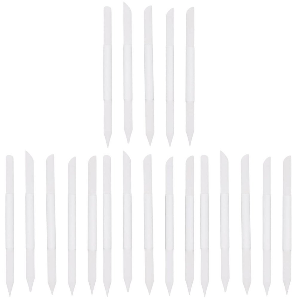 FOMIYES 20pcs Crystal Glass Nail File Set Double-Sided Cuticle for Manicure Pedicure Transparent Cylinder Shaped Files for Natural Nails Lightweight Portable Care Tools