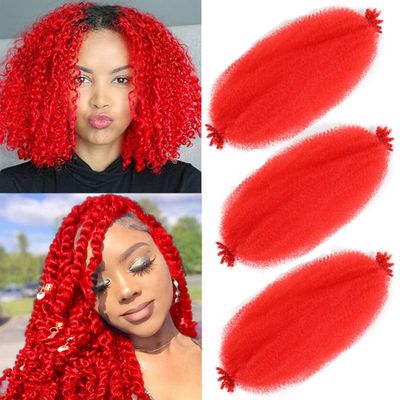 16Inch Afro Twist Hair 3Packs Springy Afro Twist Hair Crochet Braiding Hair (16 Inch (Pack of 3), Red)