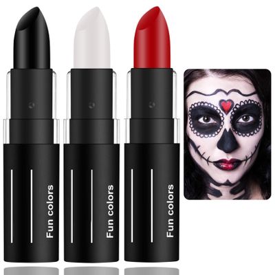 3Pcs Face Body Nose Paint, Clown Makeup Cream-Blendable Sticks, Waterproof Eyeblack Stick Blendable Long Lasting Professional SFX Cosplay Festival Stage Halloween Makeup