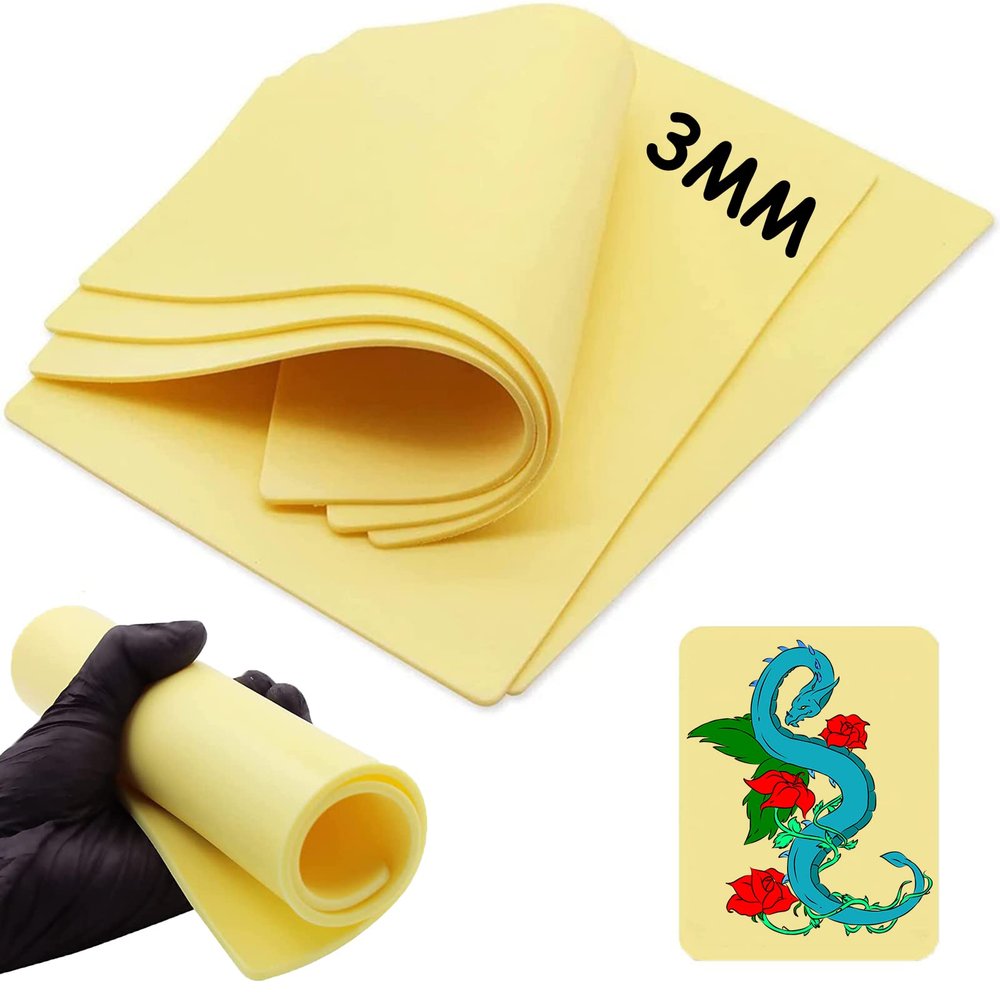 3mm Tattoo Fake Skin Practice - TONBAO 5pcs 8"12" Tattoo Practice Skins 3mm Double Sides Tattoo Fake Skin Soft Silicone Microblading Practice skins