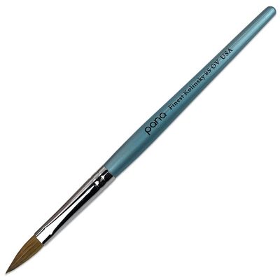 pana USA Acrylic Nail Brush100% Pure Kolinsky Hair New Teal Wood Handle with Silver Ferrule Oval Crimped Shaped Style (Size # 8)