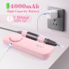 SAVILAND Electric Nail Drill  (Coreless Motor) Rechargeable Nail File Matte Nail D rill Machine 35000RPM with 9 Nail Drill Bits for Acrylic Gel Nails Removal Manicure Pedicure for Salon Home, Pink view 2