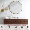 RECKODOR Brass Wall Mounted Makeup Mirror with Lights and Magnification, Rechargeable Lighted Magnifying Mirror Wall Mount with 1X and 5X, Brushed Antique Brass Bathroom Arts Ware view 2
