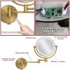 RECKODOR Brass Wall Mounted Makeup Mirror with Lights and Magnification, Rechargeable Lighted Magnifying Mirror Wall Mount with 1X and 5X, Brushed Antique Brass Bathroom Arts Ware view 4