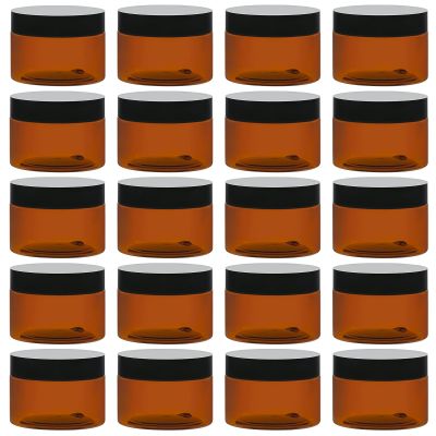 TUZAZO 4 Oz Amber Plastic Cosmetic Jars Leak Proof Small Container with lids for Cream, Lotion, Powder, Ointments, Beauty Products, 24 Pcs