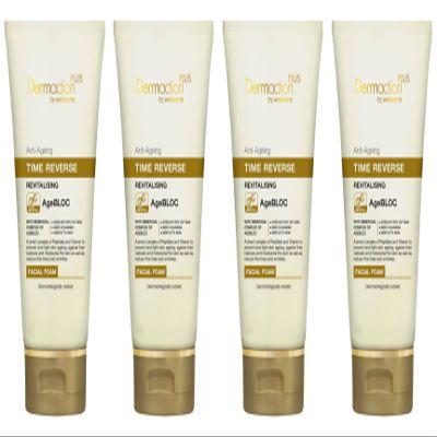 Dermaction plus by watsons Anti-Ageing Time Reverse Revitalising Facial Foam 3.38 Fl Oz. (Pack of 4)