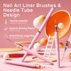 Nail Art Liner Brushes - Eptbsdu 5PC Nail Art Brush for Long Lines, Liner Brush UV Gel Polish Painting Nail Design Brush Metal Handle Nail Drawing Pens, Sizes 7/9/11/15/25mm view 2